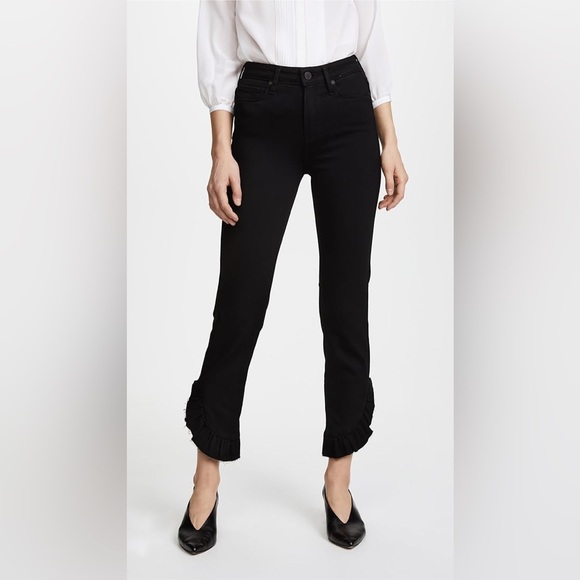 Paige Hoxton Ankle Jacqueline in Black Shadow high rise raw hem Sz 28 - Picture 14 of 16